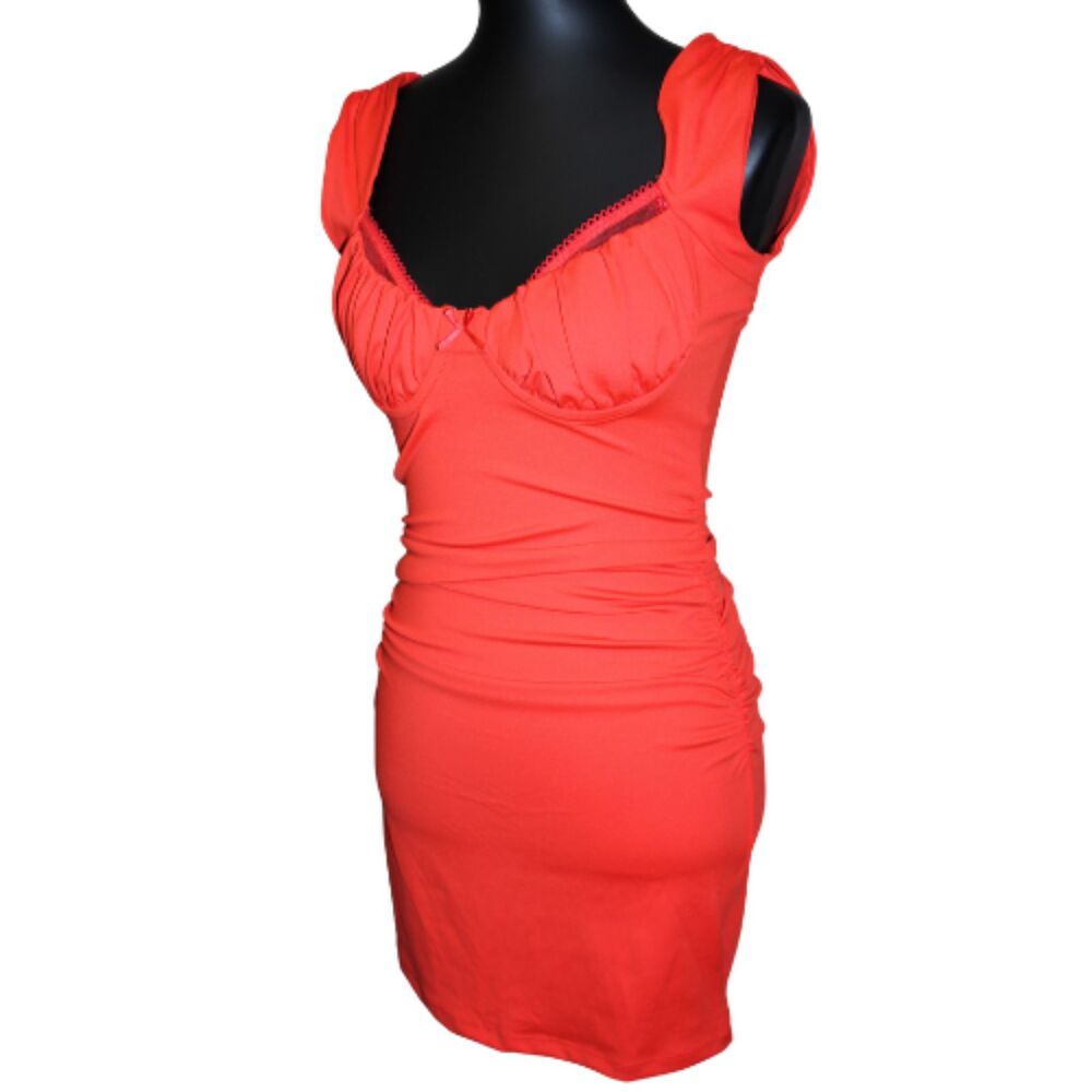 Forever 21 Red Orange Bodycon Mini Going Out Party Dress M